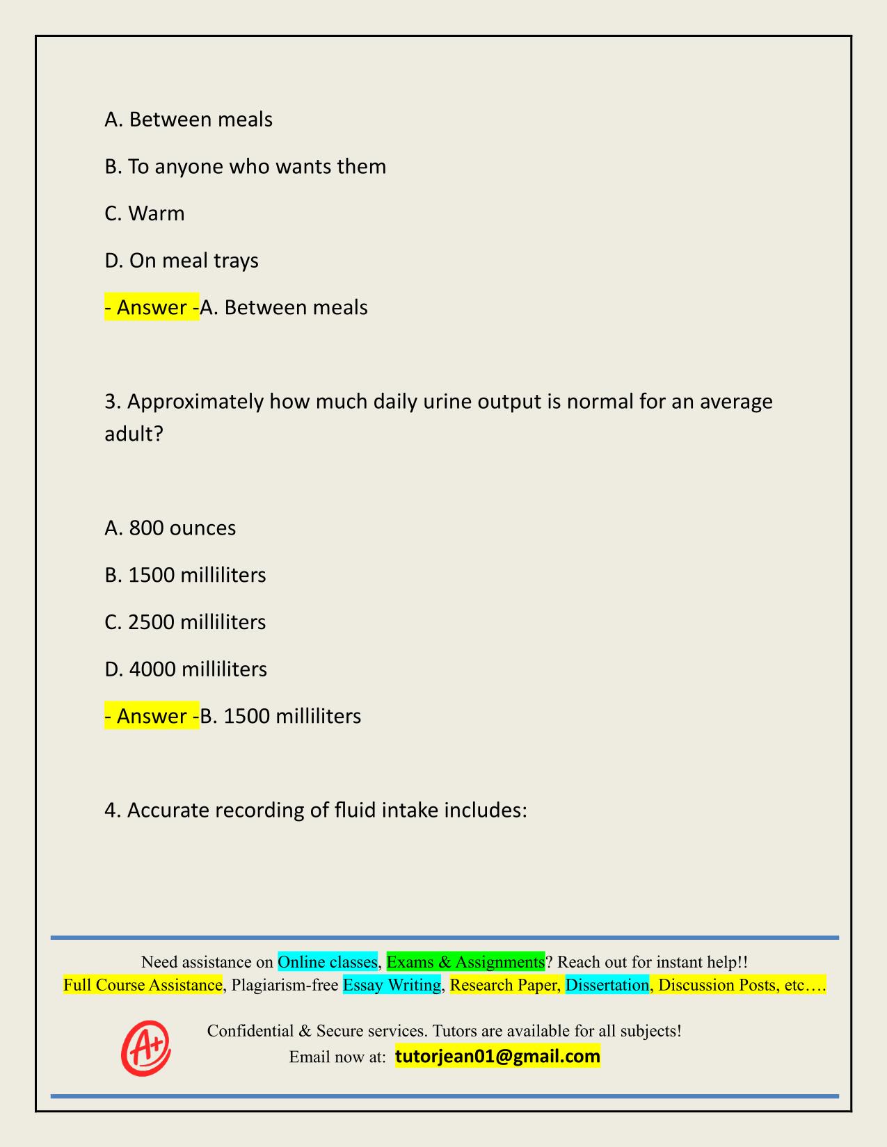 2025/2026 SAMPLE TEST MODULE 11 – NUTRITION ACTUAL Q&A