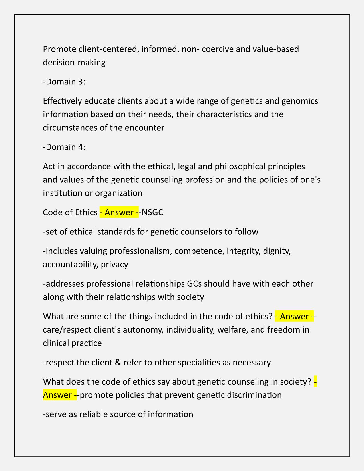 Genetic Counseling Professions Chart Correctly Answered Latest Update