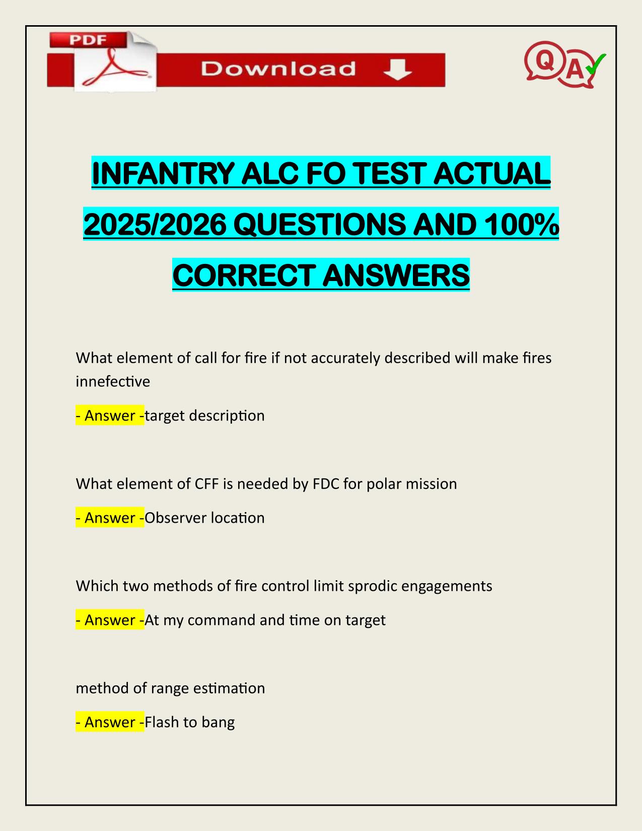 INFANTRY ALC FO TEST ACTUAL 2025/2026