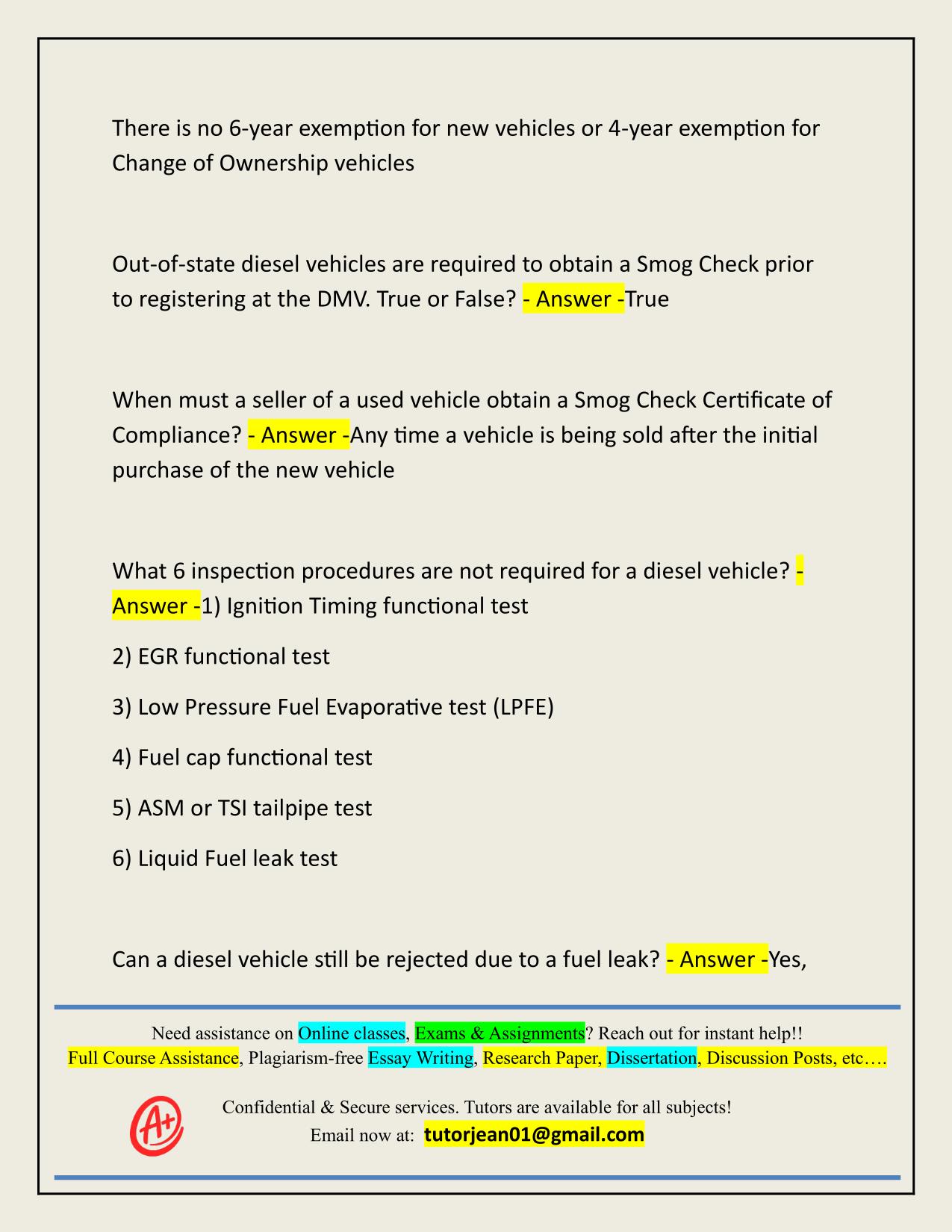 BAR DIESEL VEHICLE INSPECTION TRAINING ACTUAL 2025/2026