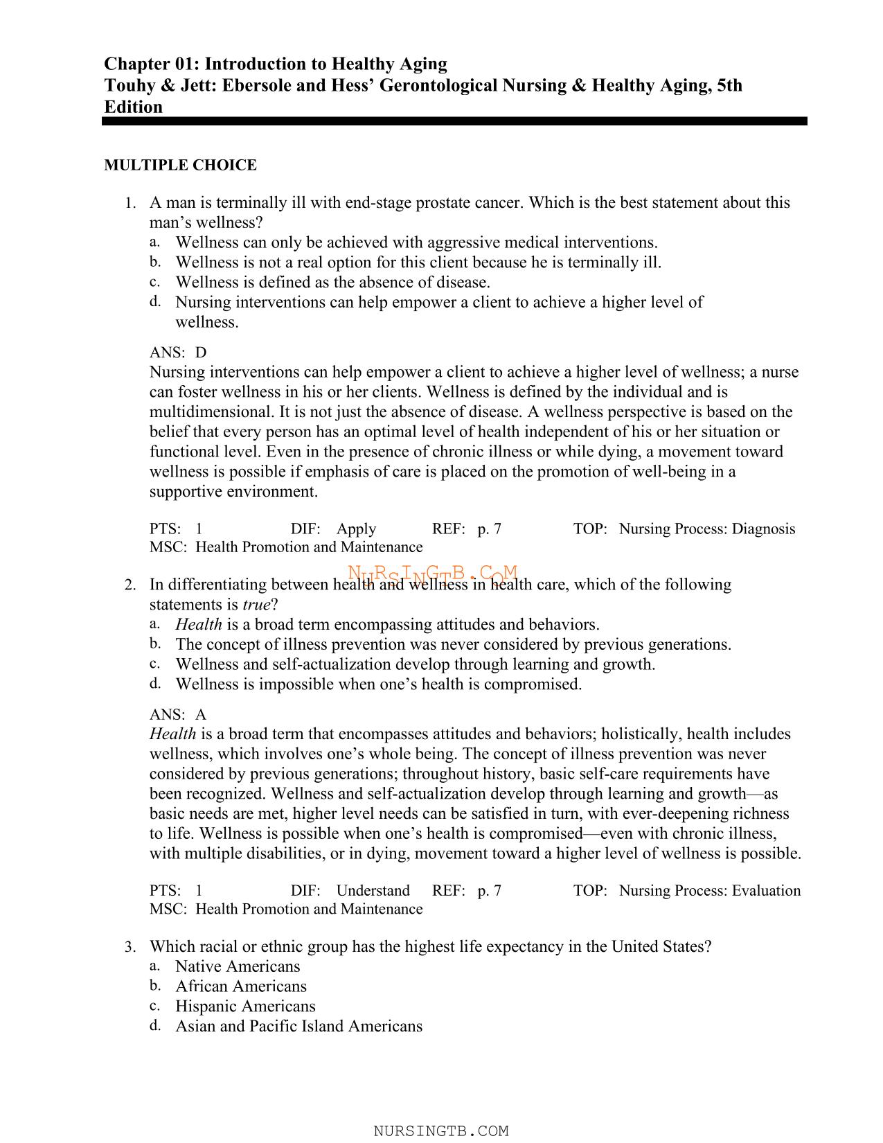 TEST BANK For Ebersole and Hess’ Gerontological Nursing and Healthy Aging 6th Ed by Theris A. ISBN-9780323698030 Chapter's 1-25