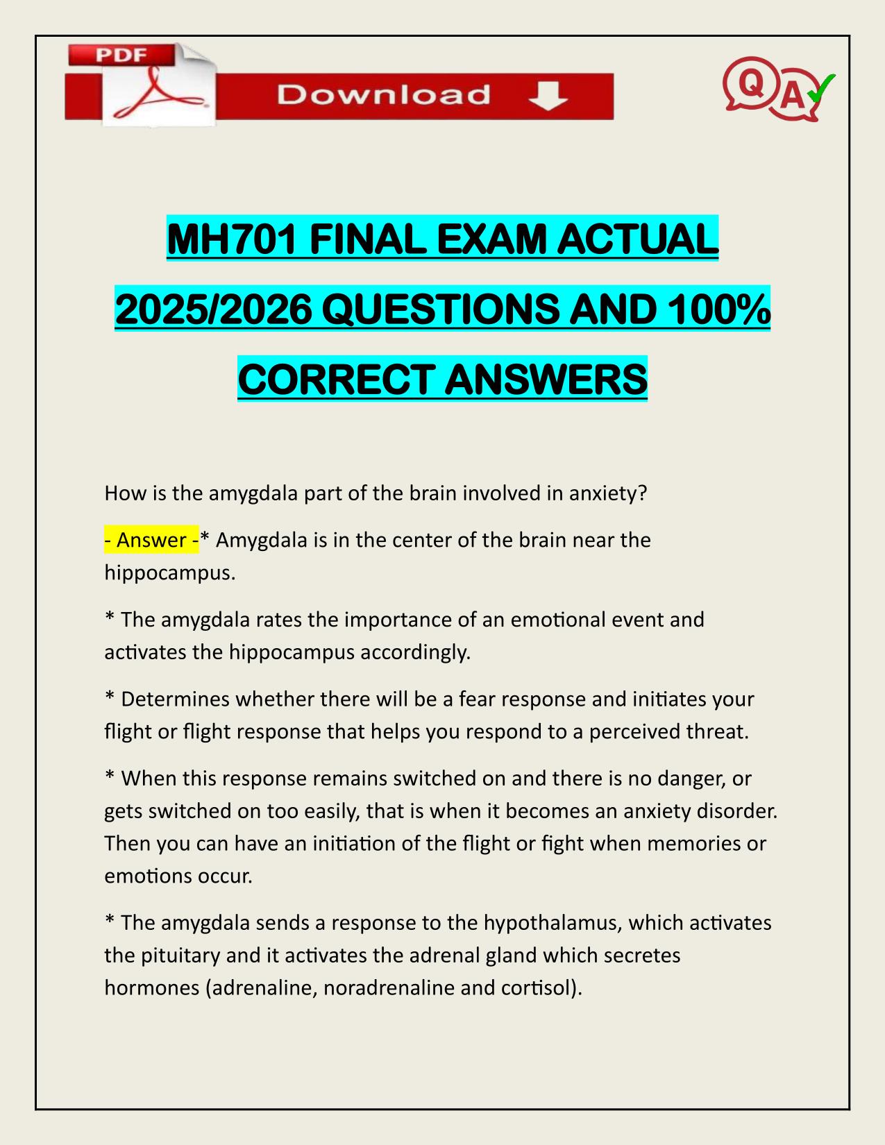 MH701 FINAL EXAM ACTUAL 2025/2026 QUESTIONS AND 100% CORRECT ANSWERS