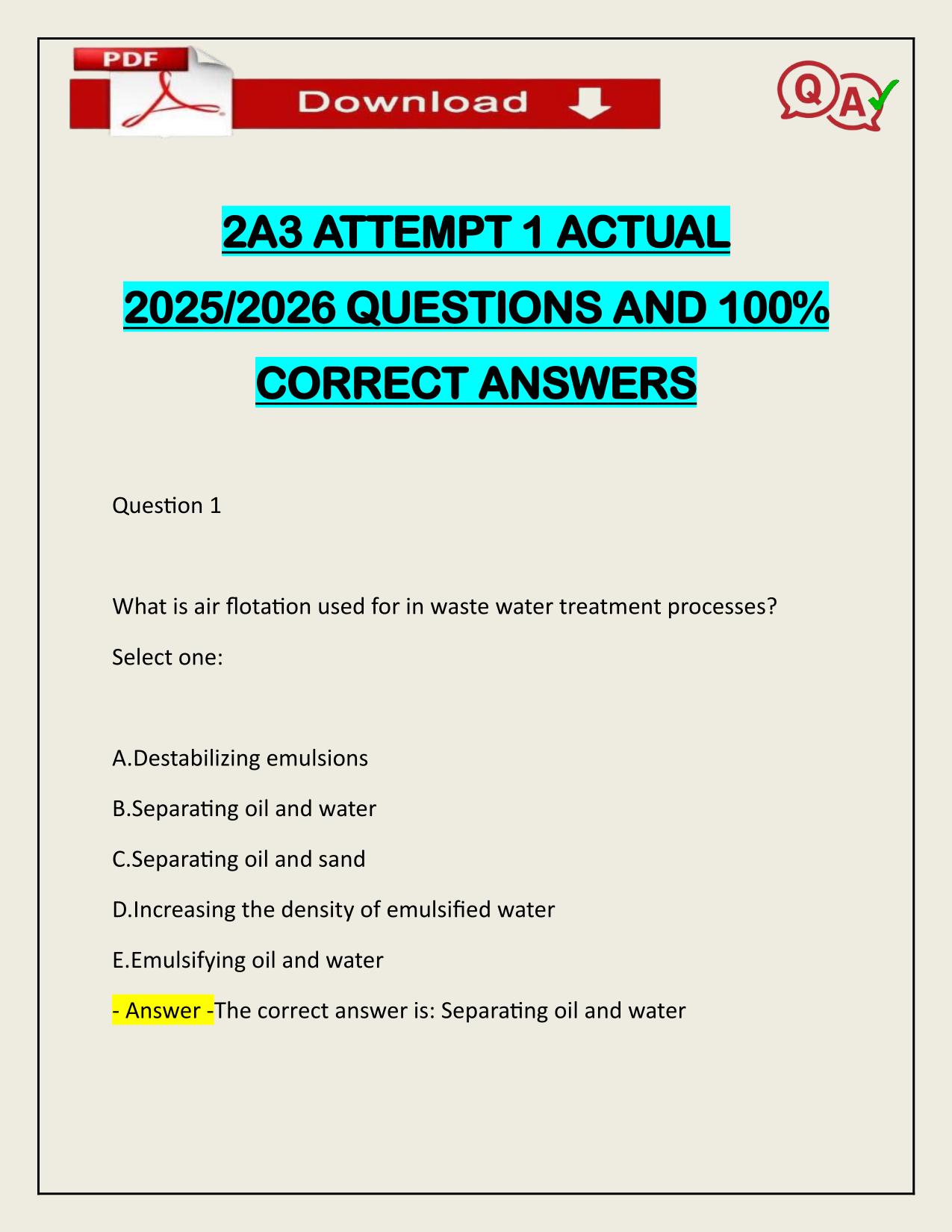 2A3 ATTEMPT 1 ACTUAL 2025/2026 VERIFIED UPDATE