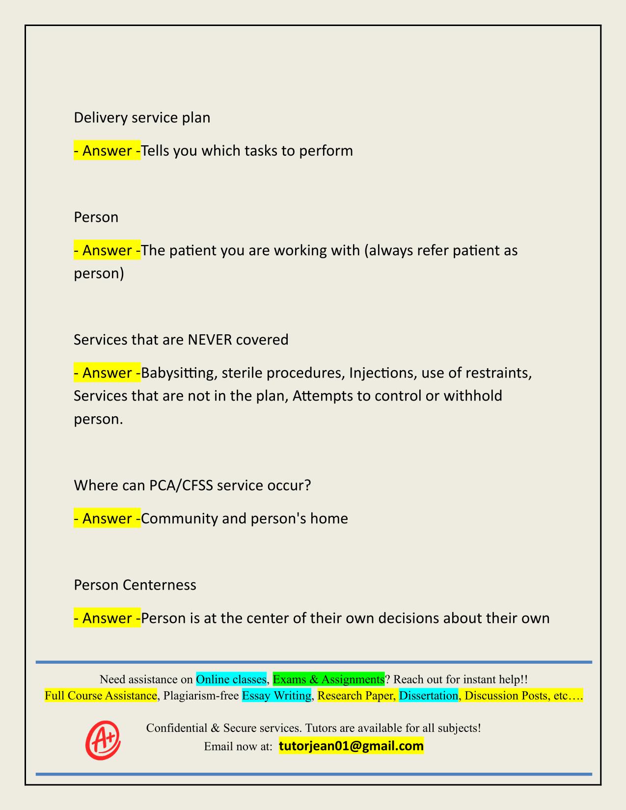 PCA/CFSS EXAM ACTUAL 2025/2026 QUESTIONS AND 100% CORRECT ANSWERS