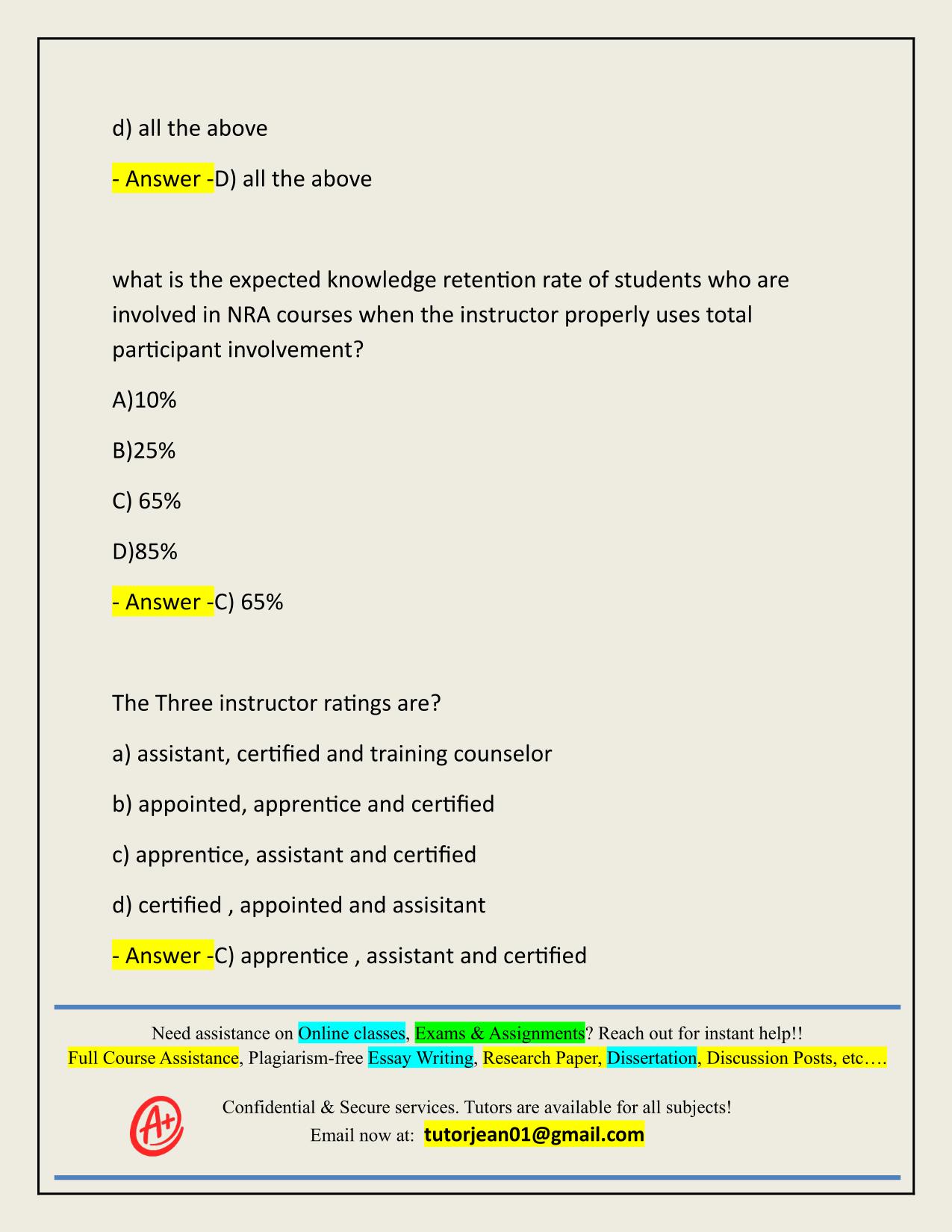 NRA INSTRUCTORS CLASS ACTUAL 2025/2026 CORRECTLY ANSWERED