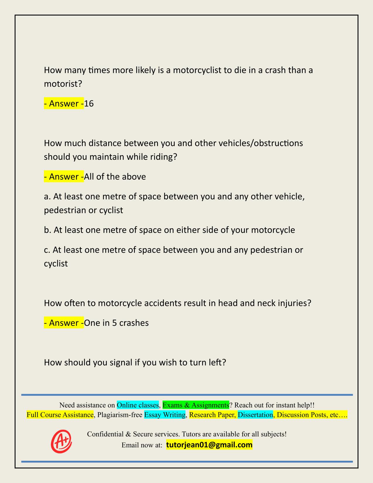 ICBC MOTORCYCLE KNOWLEDGE TEST ACTUAL 2025/2026 Q&A