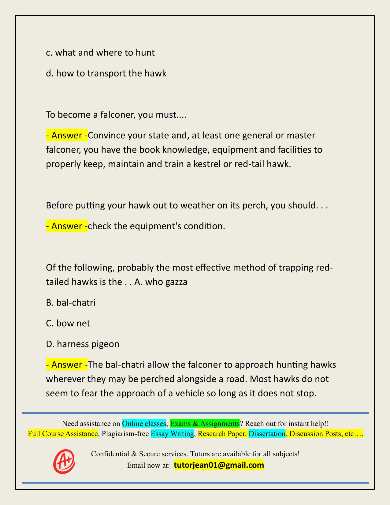 FALCONRY APRENTICE STUDY GUIDE ACTUAL 2025/2026