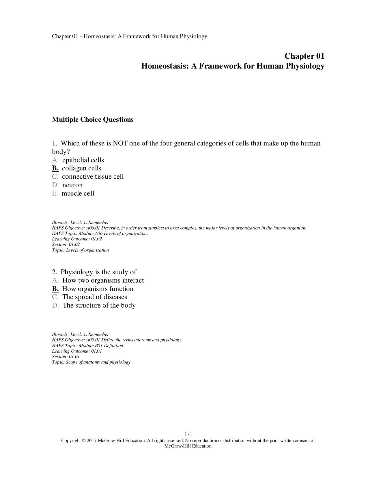 Test Bank For Vander’s Human Physiology 14th Edition ISBN 9781259294099 All Chapters Latest Update PDF Download