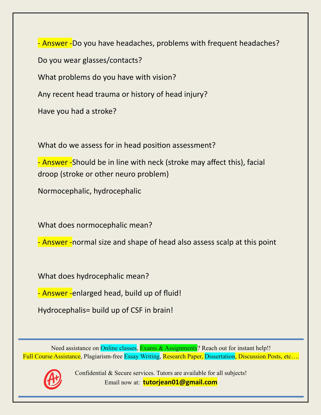 HEENT ASSESSMENT ACTUAL 2025/2026 Q&A