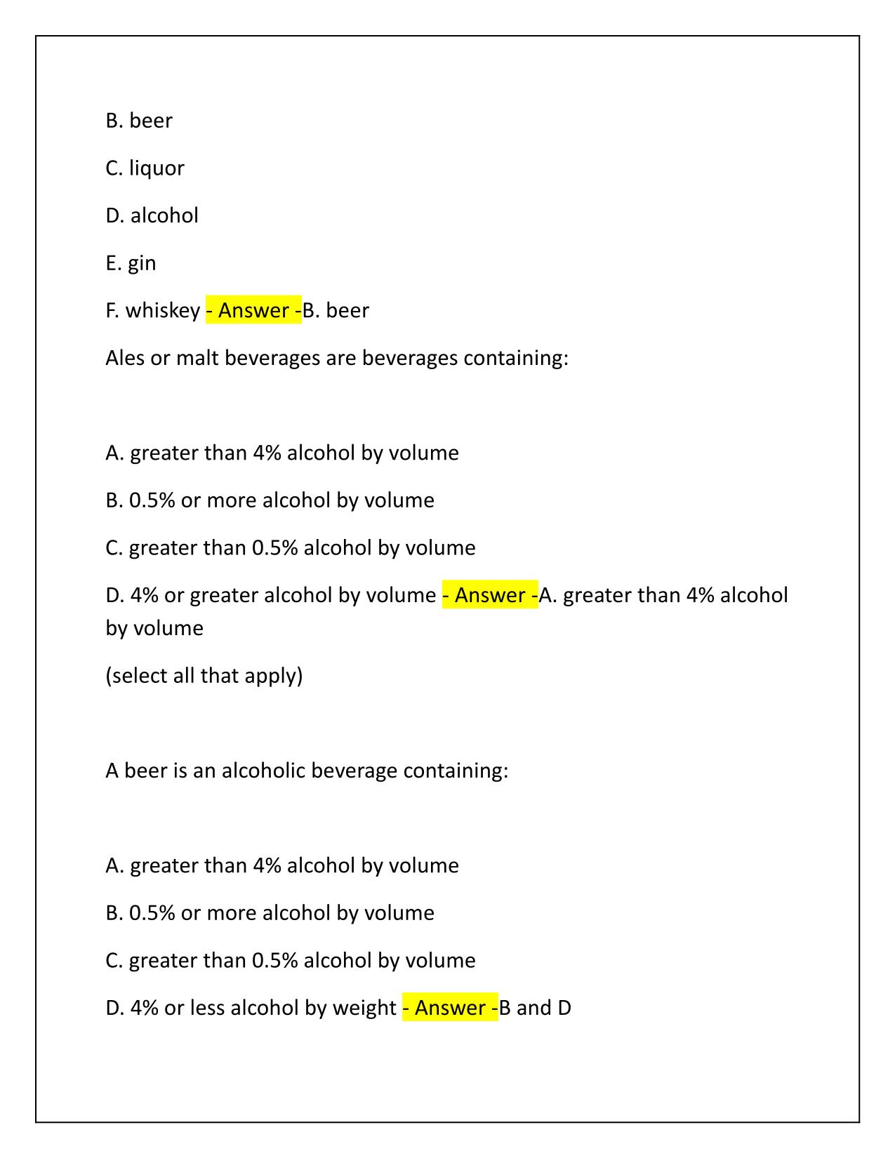 TABC Quiz Correctly Answered Latest Update 2025
