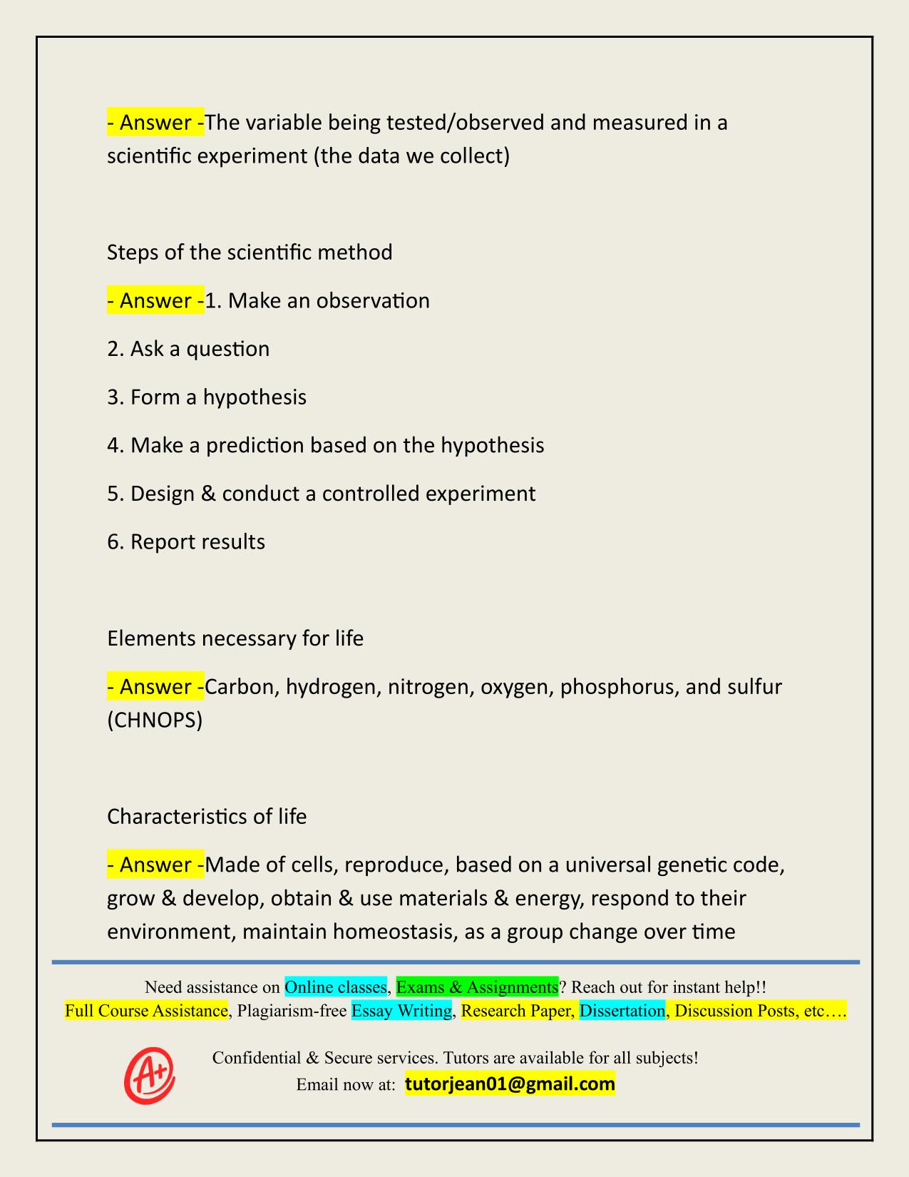 BIO 103 FINAL EXAM ACTUAL 2025/2026 CORRECTLY ANSWERED
