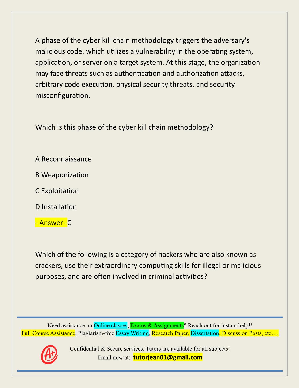 WGU MASTER'S COURSE C701 , ETHICAL HACKING - C701