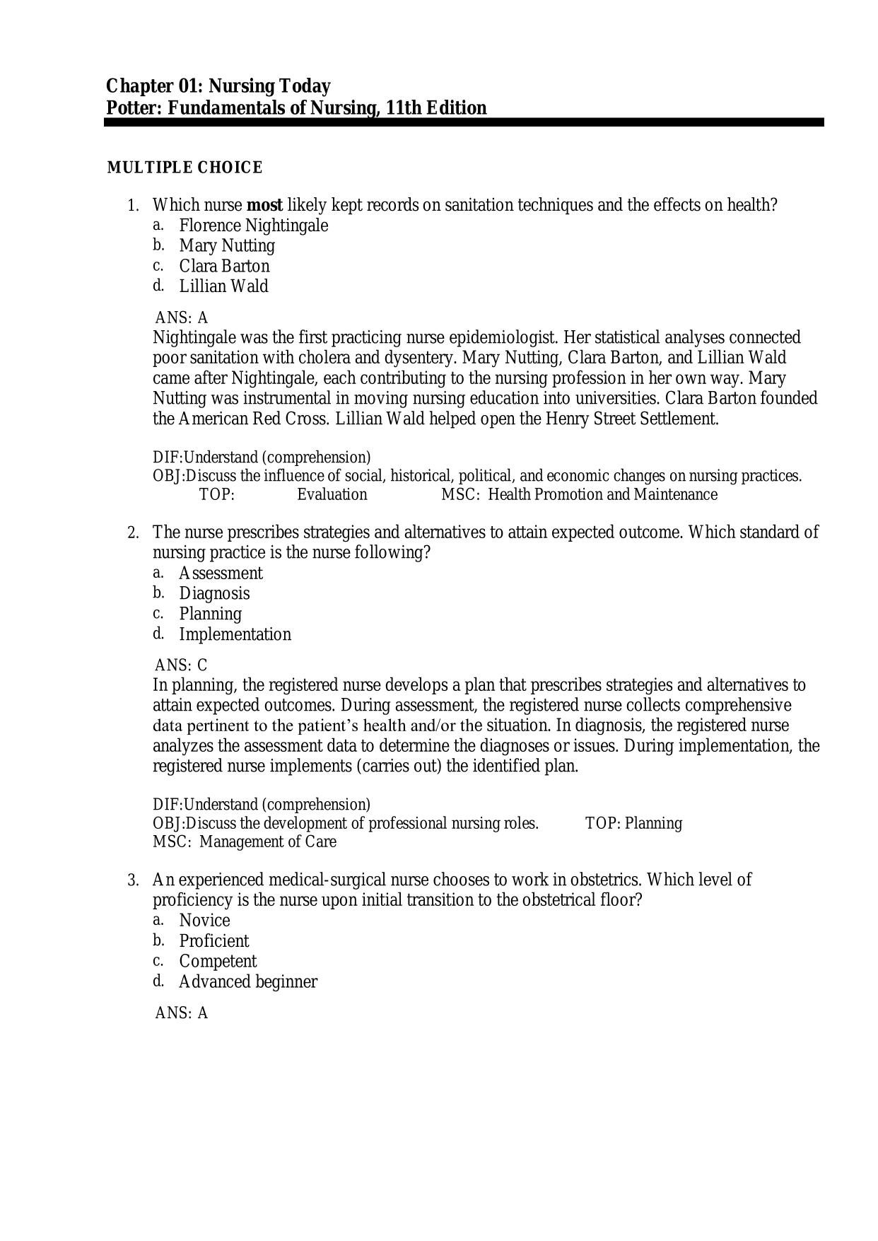 TEST BANK FOR FUNDAMENTALS OF NURSING 11TH EDITION BY CAROL TAYLOR, PAMELA LYNN, ISBN: 9781975168155