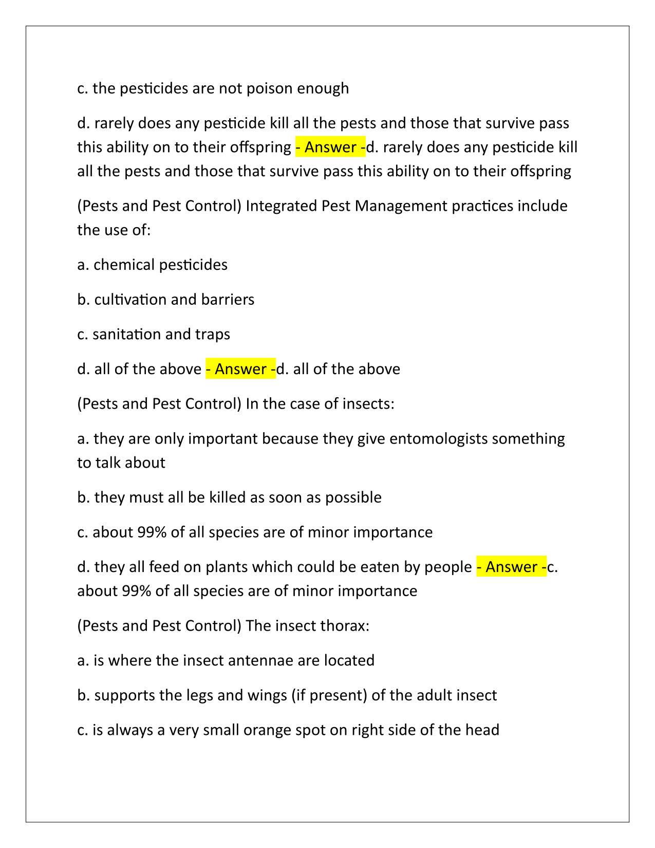 Kansas Commercial Pesticide Applicator (General) Q&A Latest Update