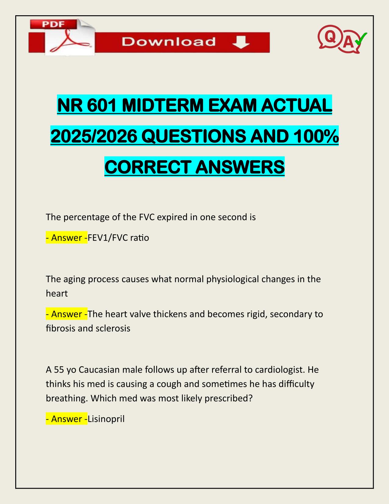 NR 601 MIDTERM EXAM ACTUAL 2025/2026 CORRECTLY ANSWERED