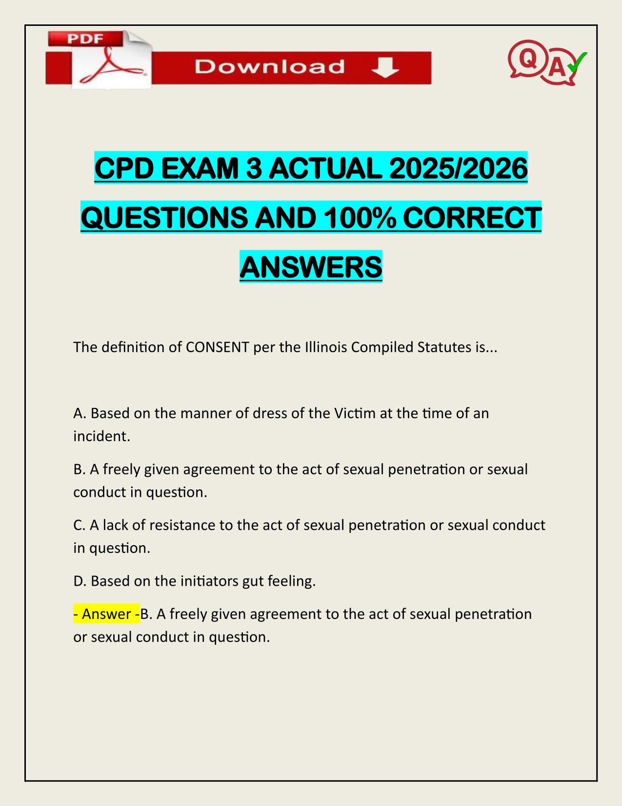 CPD EXAM 3 ACTUAL 2025/2026 WITH CORRECT ANSWERS