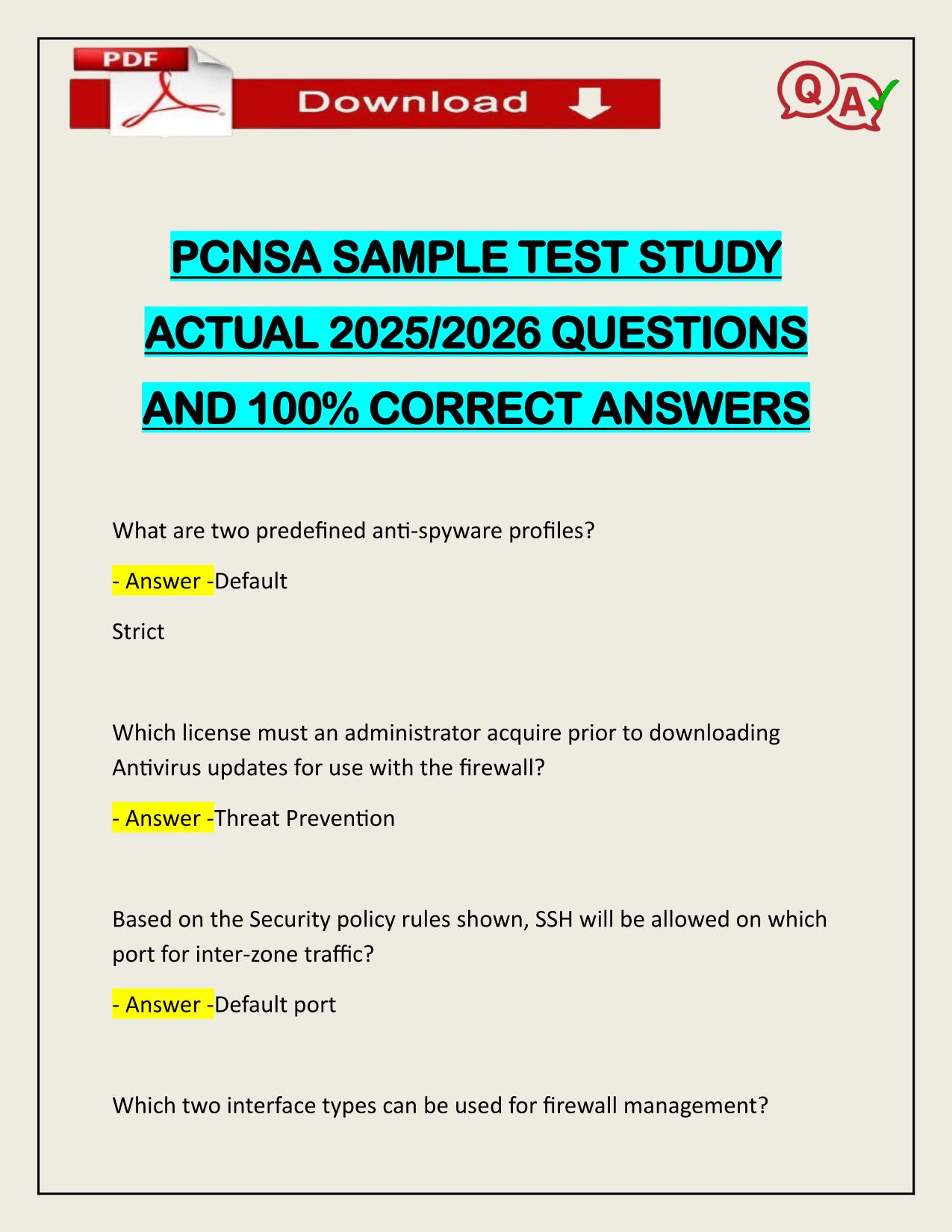 PCNSA SAMPLE TEST STUDY ACTUAL 2025/2026 UPDATED
