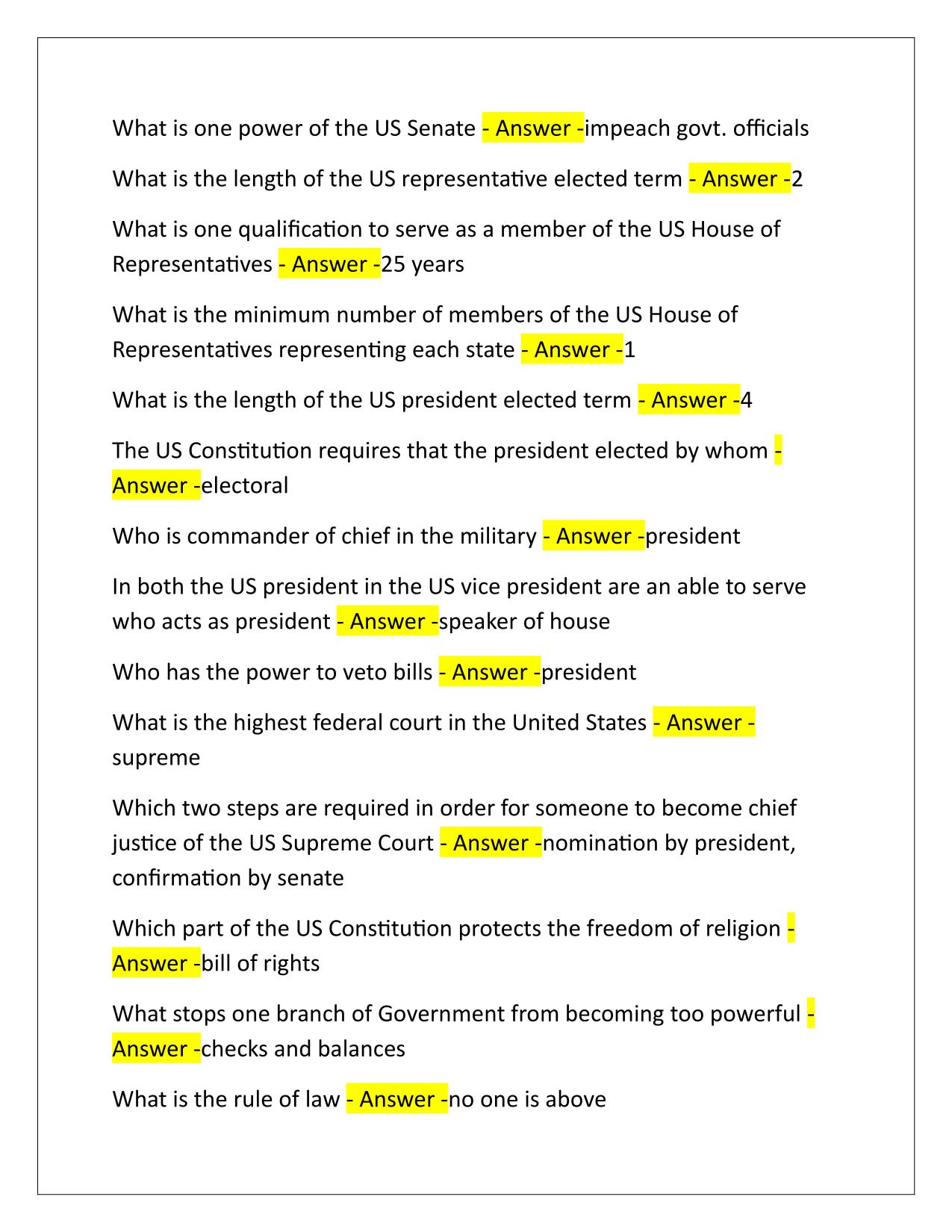 Florida Civics Literacy exam Q&A Latest Update