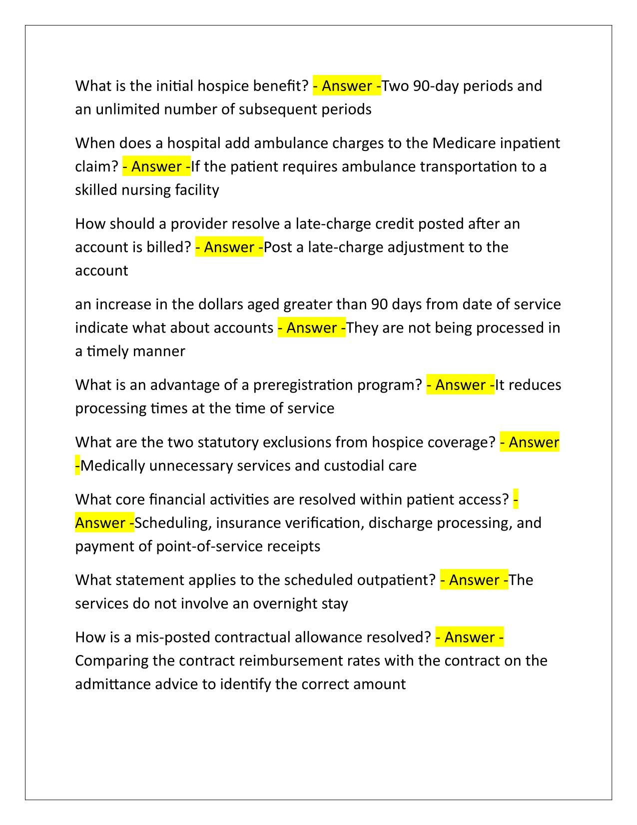 CRCR EXAM MULTIPLE CHOICE, Exam Prep, Certified Revenue Cycle Representative Q&A Latest Update