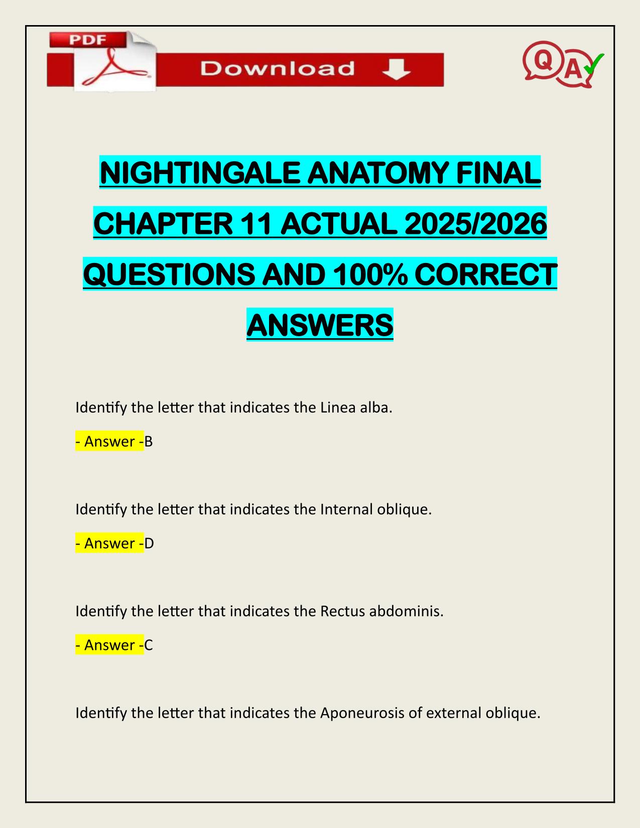 PACKAGE DEAL FOR NIGHTINGALE ANATOMY EXAMS ACTUAL 2025/2026