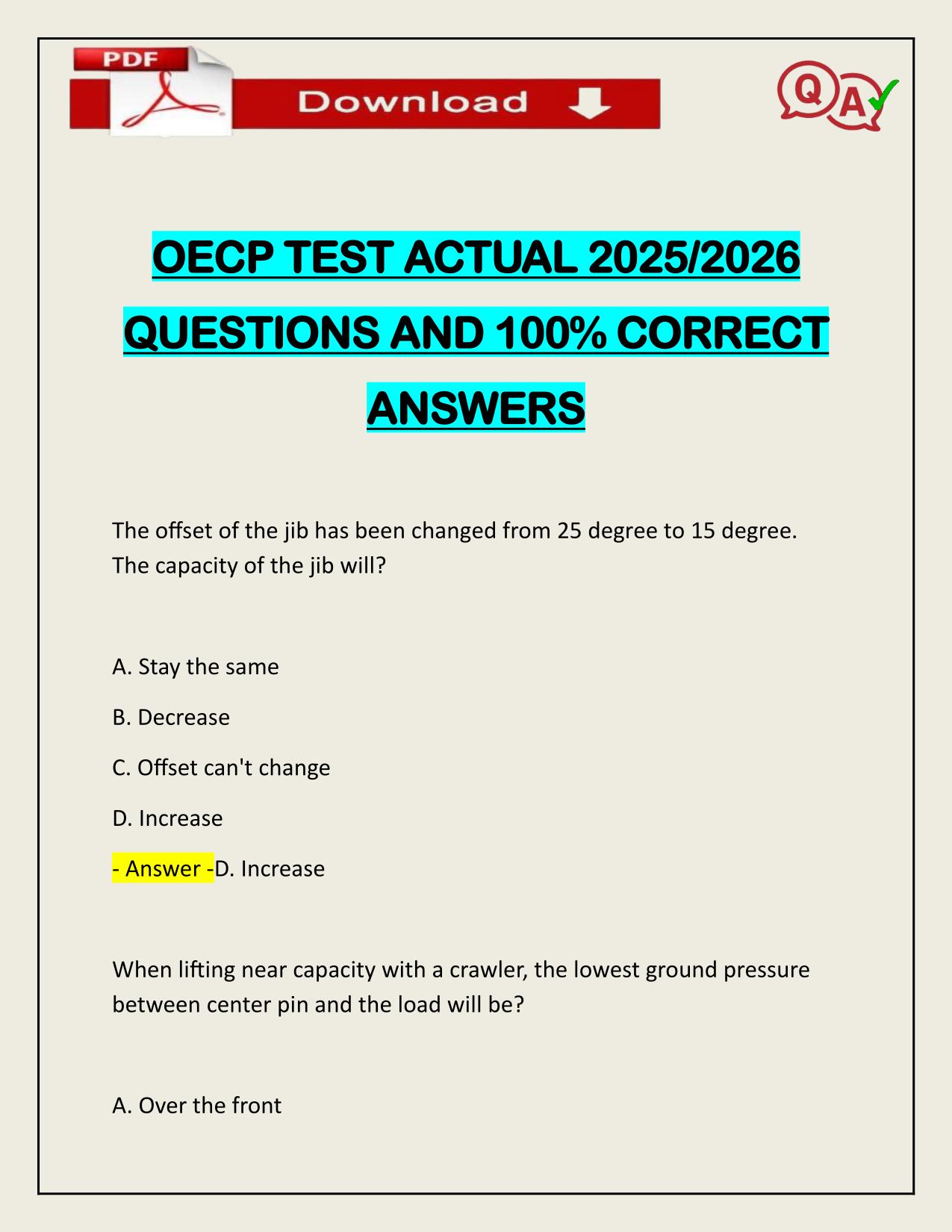 OECP TEST ACTUAL 2025/2026 CORRECTLY ANSWERED