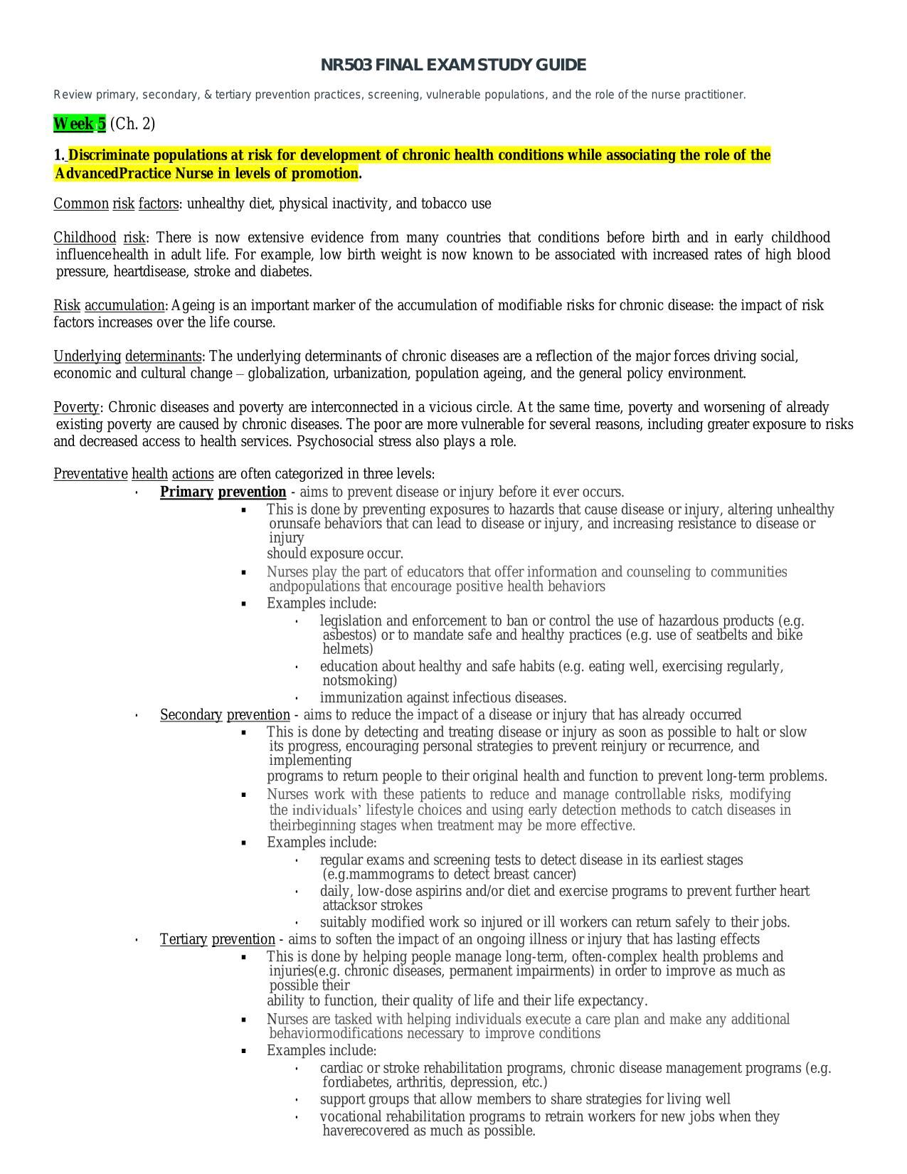 NR503 FINAL EXAM STUDY GUIDE ACTUAL 2025/2026 Q&A 100% PASS