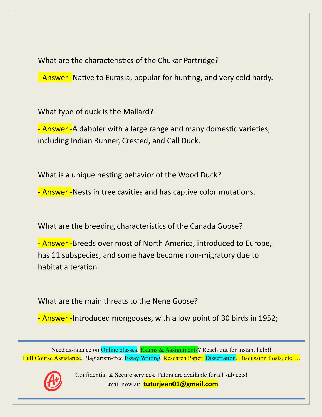 2025/2026 MIDTERM 2 REVIEW: BIRDS AND FALCONRY ACTUAL Q&A