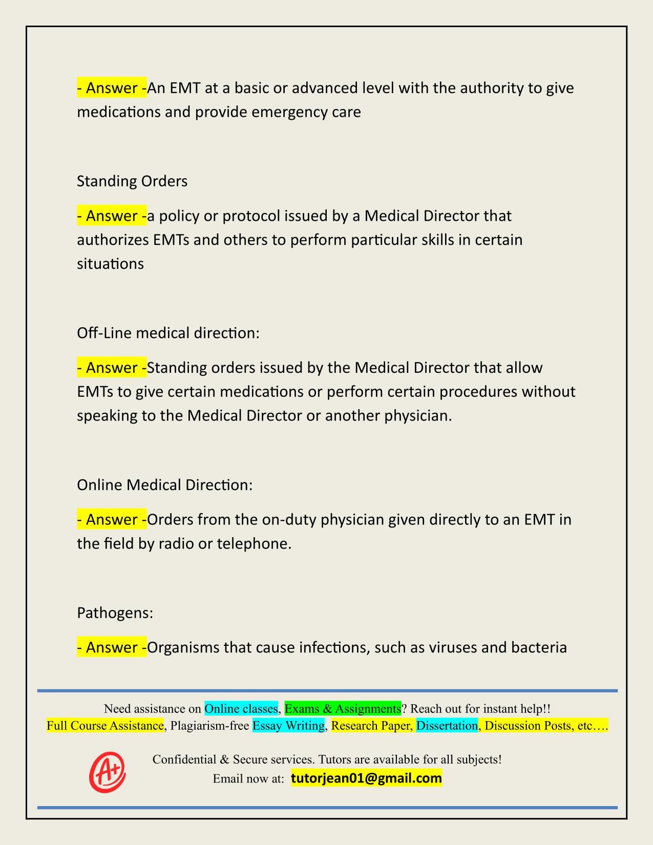 EMS 131 FINAL EXAM TERMS ACTUAL 2025/2026 Q&A