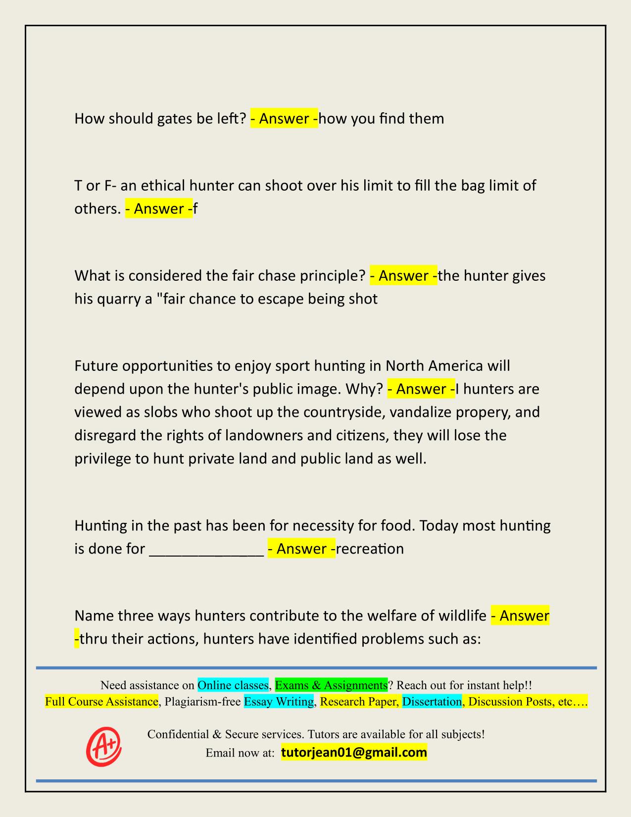 THE HUNTERS GUIDE- QUIZ 1 (NRA) ACTUAL 2025/2026 UPDATED