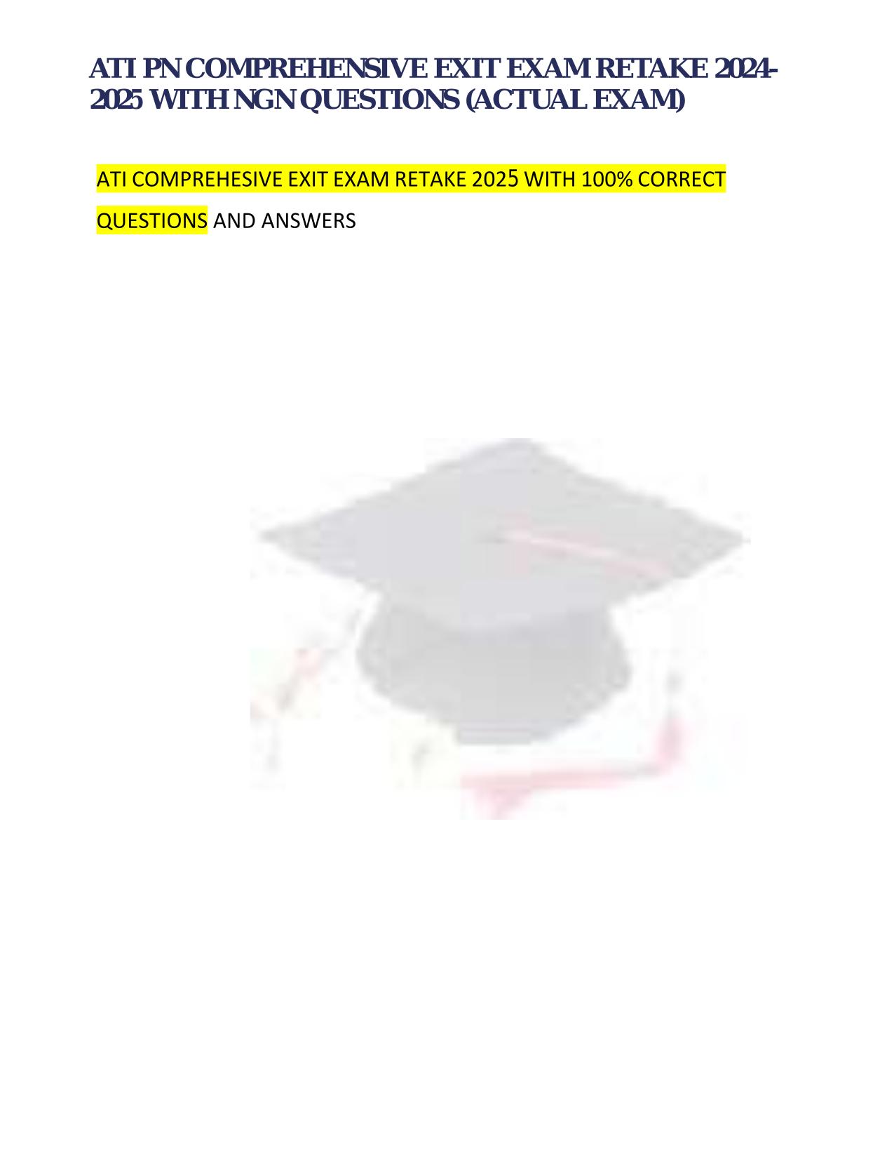 ATI PN COMPREHENSIVE EXIT EXAM RETAKE ACTUAL 2025/2026 WITH NGN QUESTIONS
