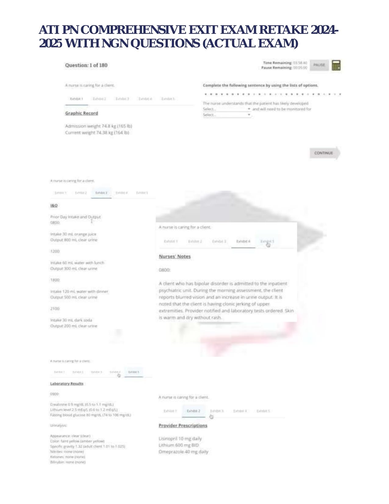 ATI PN COMPREHENSIVE EXIT EXAM RETAKE ACTUAL 2025/2026 WITH NGN QUESTIONS