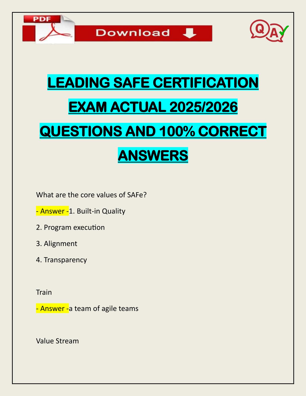 LEADING SAFE CERTIFICATION EXAM ACTUAL 2025/2026 CORRECTLY ANSWERED