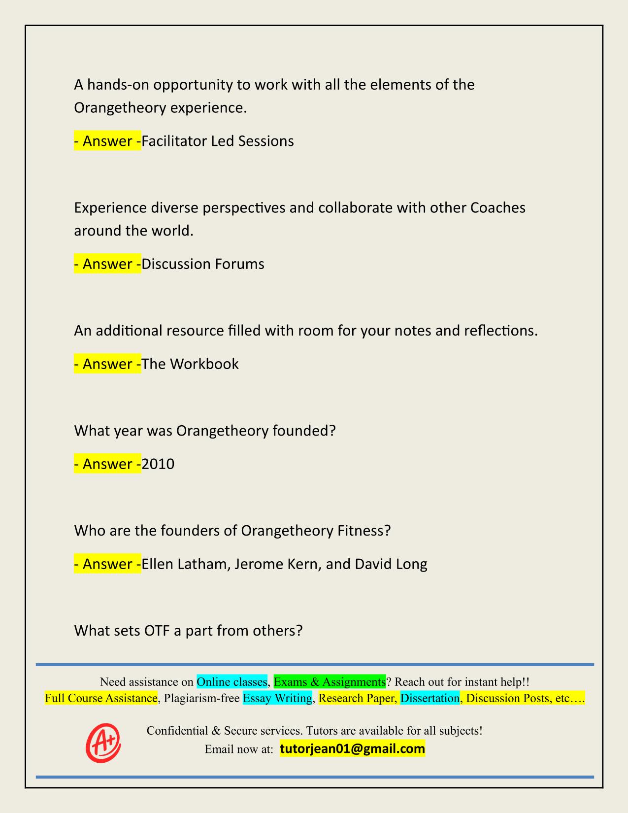 NEW OTFIT TRAINING ACTUAL 2025/2026 CORRECTLY ANSWERED