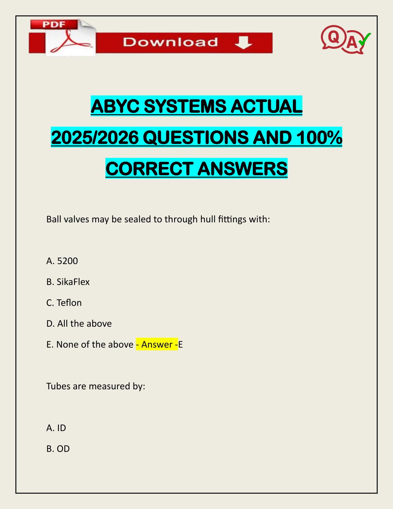 ABYC SYSTEMS ACTUAL 2025/2026 LATEST UPDATE