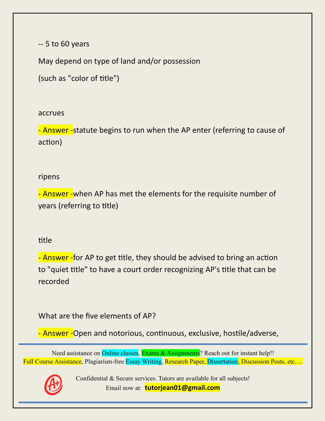 PROPERTY LAW MIDTERM EXAM ACTUAL 2025/2026