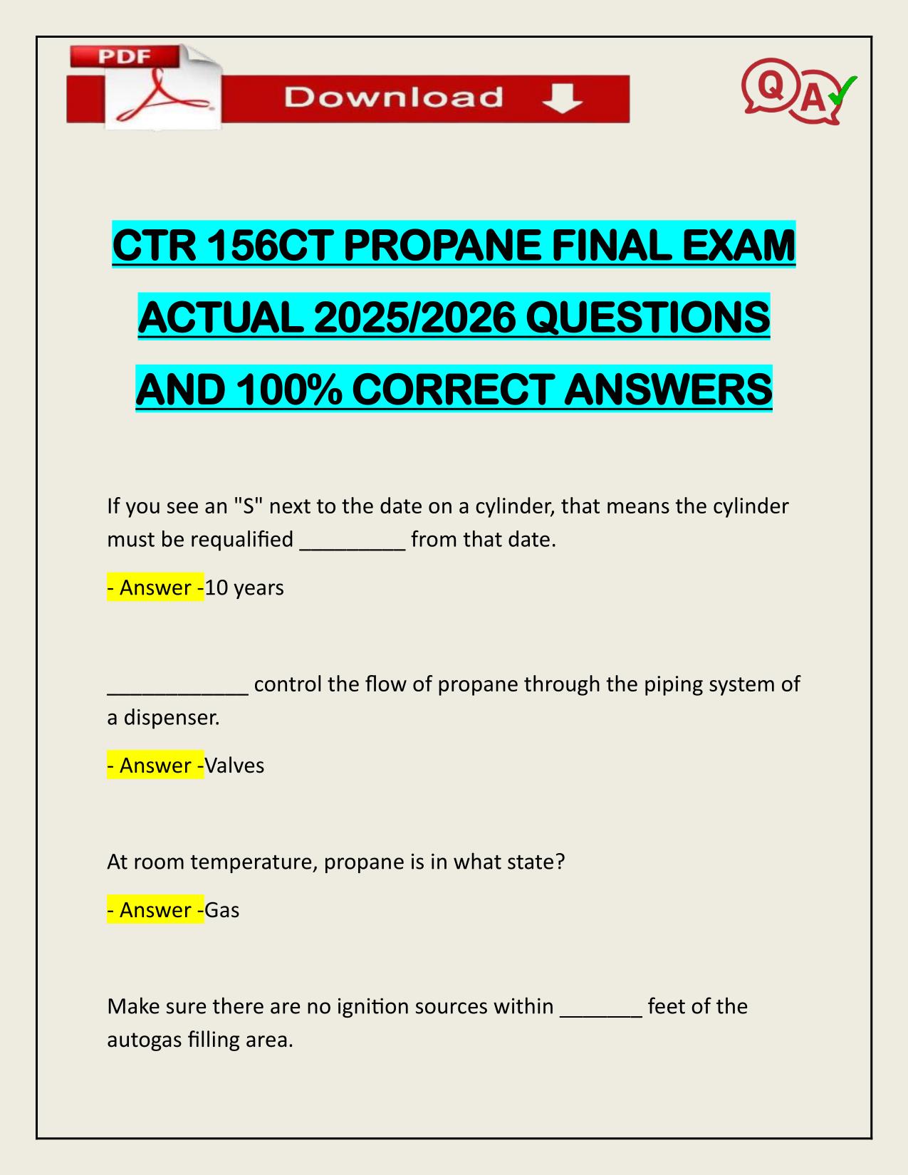 CTR 156CT PROPANE FINAL EXAM ACTUAL 2025/2026 Q&A
