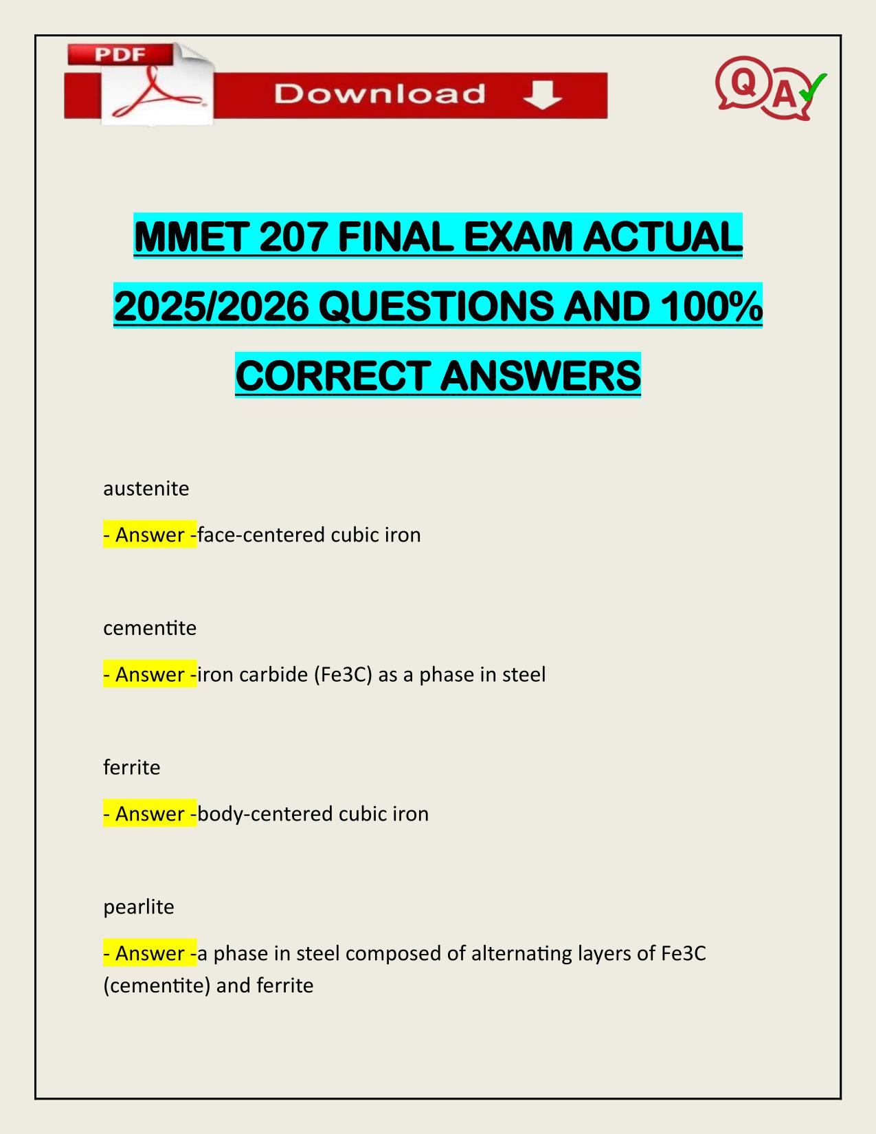 BUNDLE FOR MMET 207 EXAMS ACTUAL 2025/2026 UPDATE