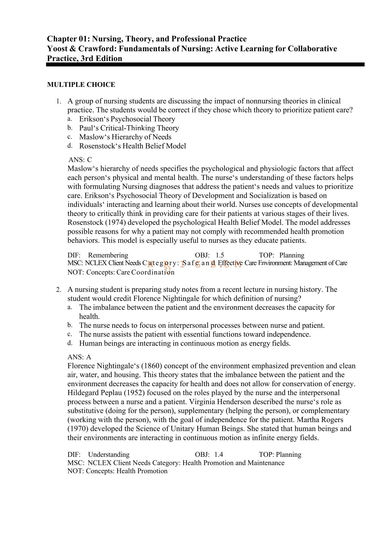 Test Bank Fundamentals of Nursing 3rd Edition by Barbara L Yoost 2025/2026 All Chapters 1- 42 ISBN: 9780323828093