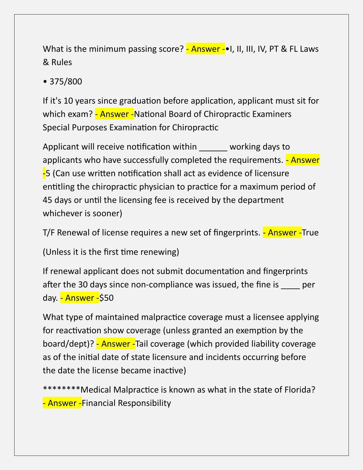 Chiropractic LAWS, RULES, and REGULATIONS Exam Q&A Latest Update