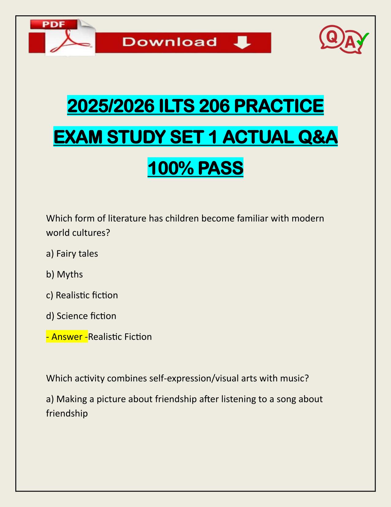 2025/2026 ILTS 206 PRACTICE EXAM STUDY SET 1 ACTUAL Q&A 100% PASS