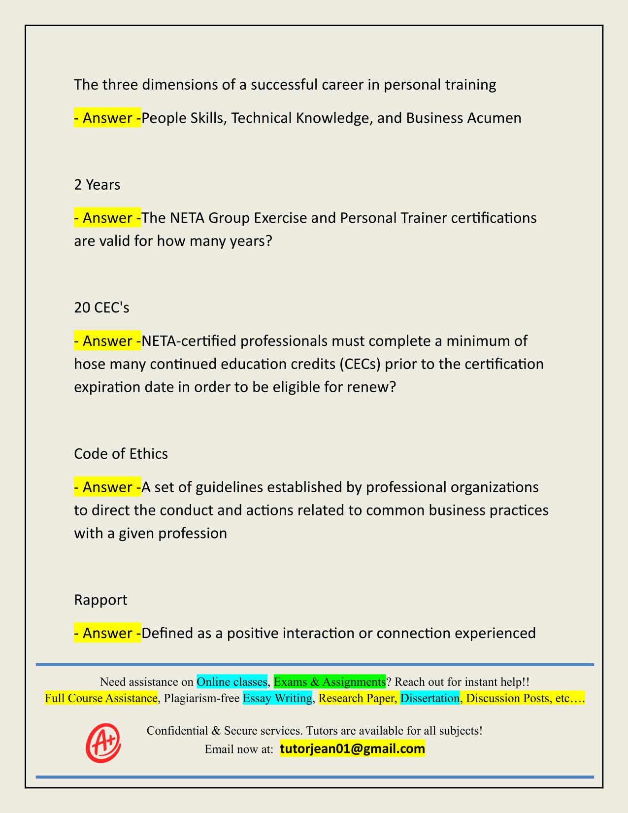 NETA PERSONAL TRAINER EXAM ACTUAL 2025/2026 Q&A