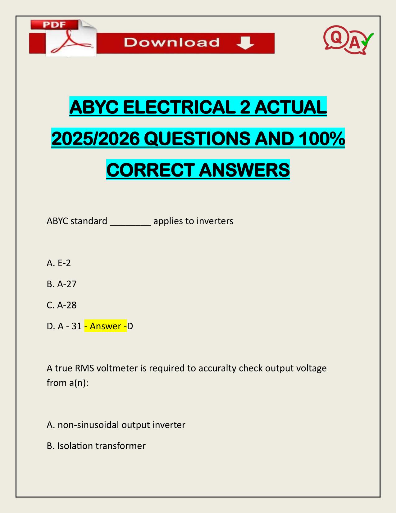 BUNDLE FOR ABYC SYSTEMS, ELECTRICAL ACTUAL 2025/2026 UPDATE