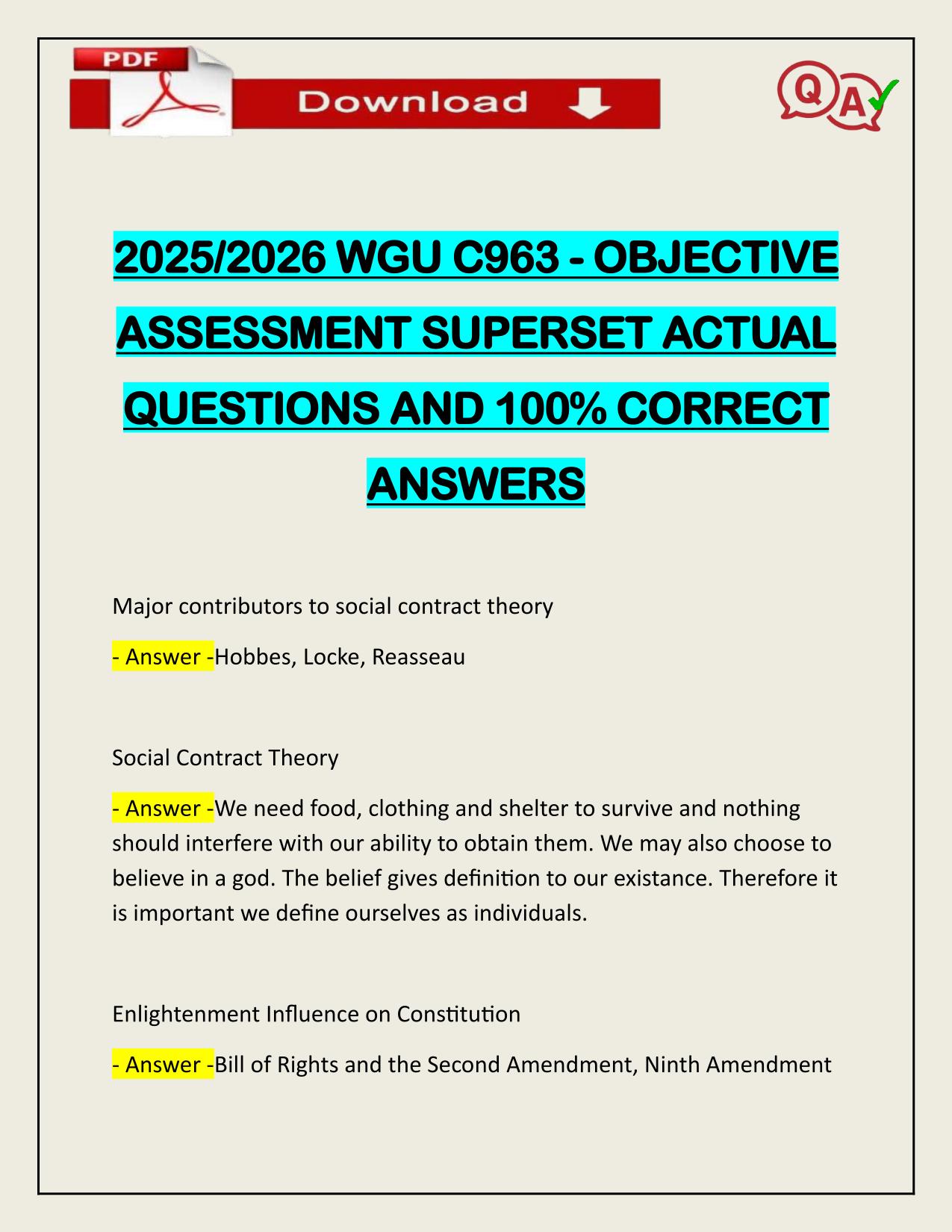 2025/2026 WGU C963 - OBJECTIVE ASSESSMENT SUPERSET Q&A