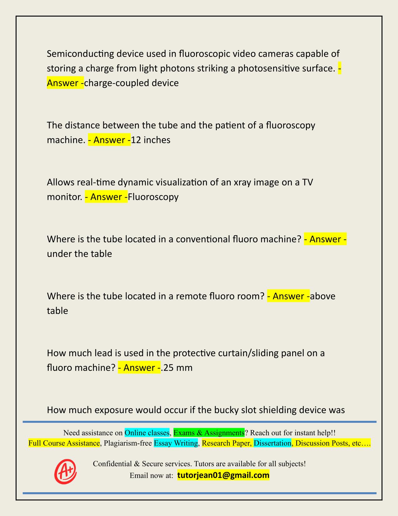 FLUOROSCOPY ACTUAL 2025/2026 CORRECTLY ANSWERED