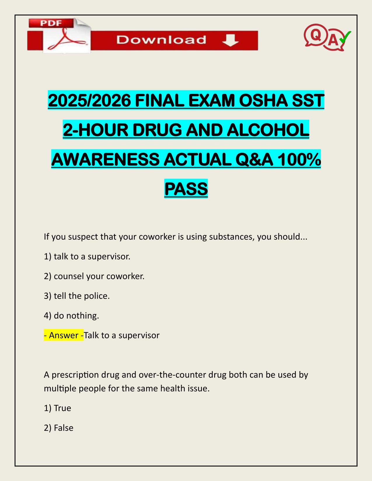 BUNDLE FOR OSHA SST EXAMS ACTUAL 2025/2026 UPDATE