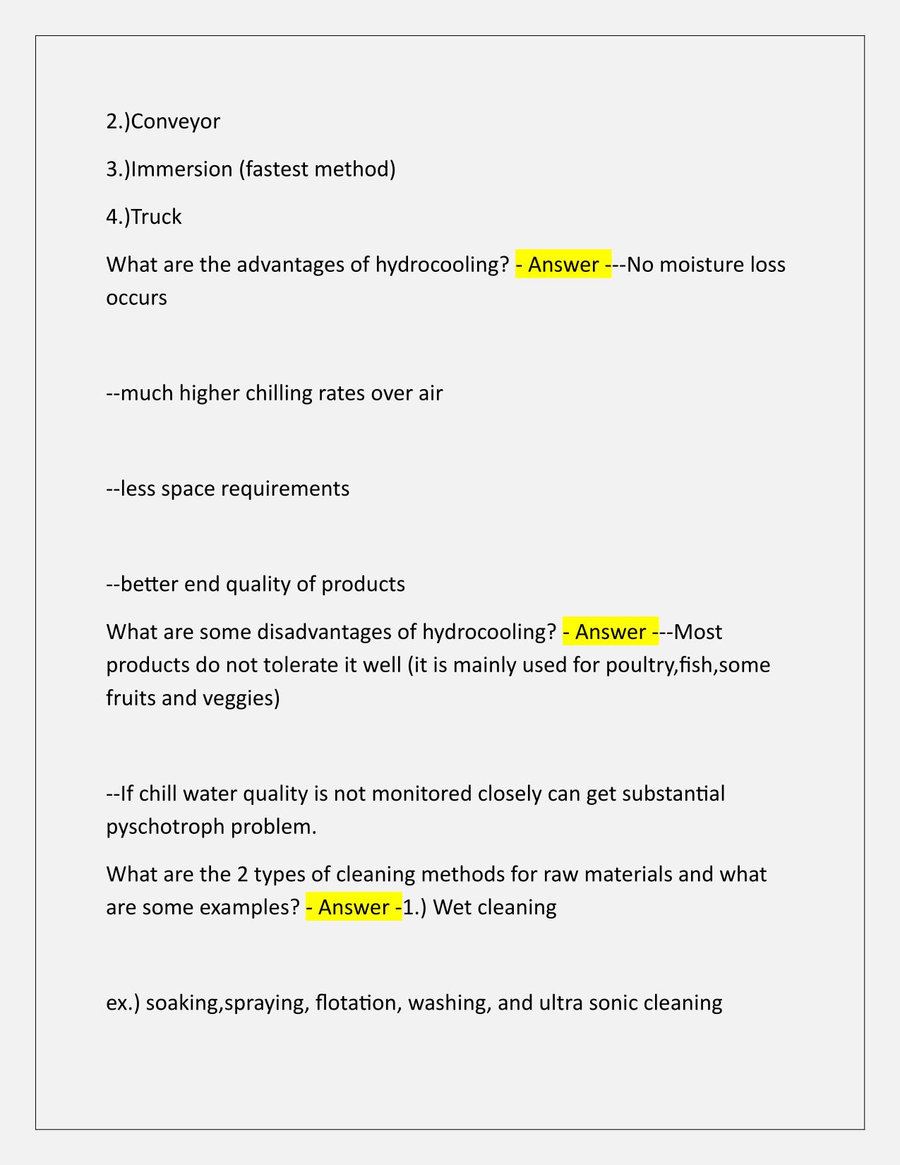 FSC 325 Exam 1 lecture 6 (Raw materials) Correctly Answered Latest Update
