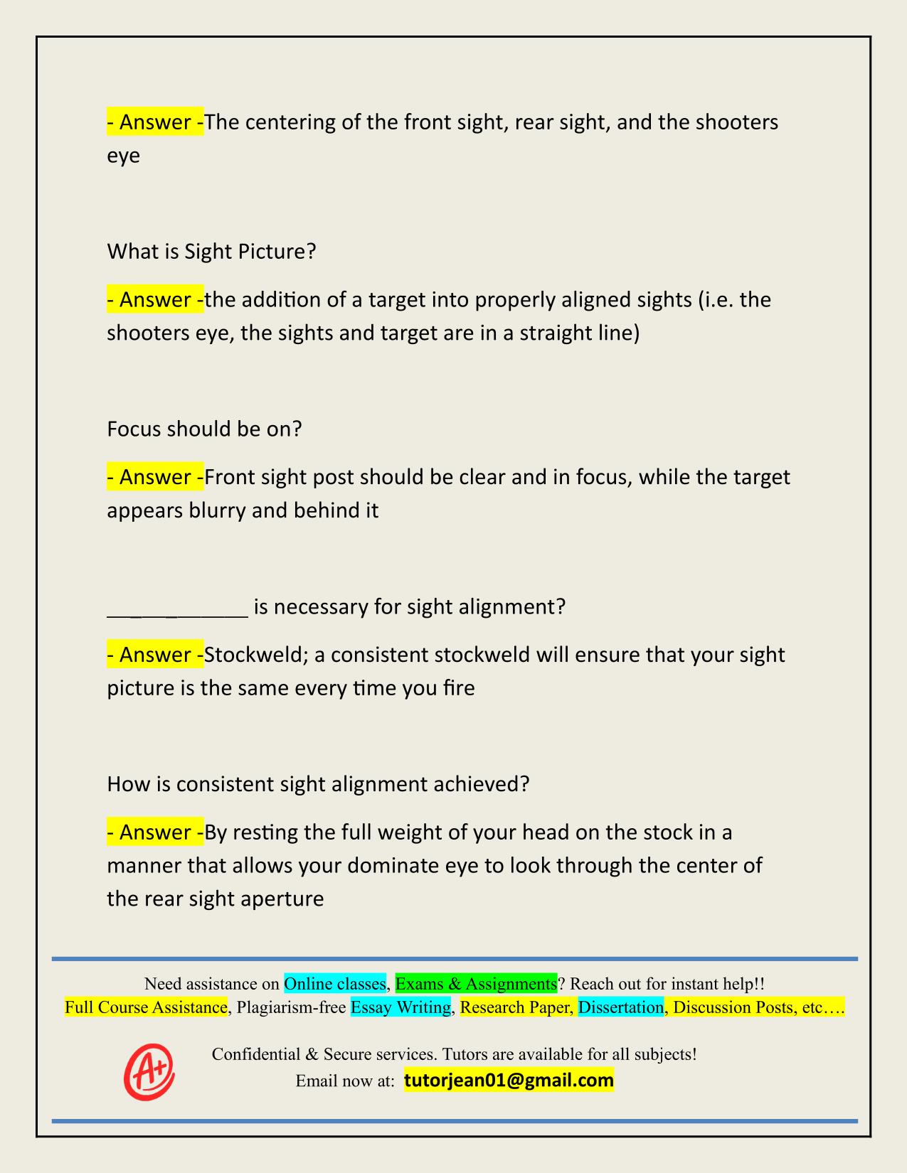 ALC MARKSMANSHIP ACTUAL 2025/2026 CORRECTLY ANSWERED