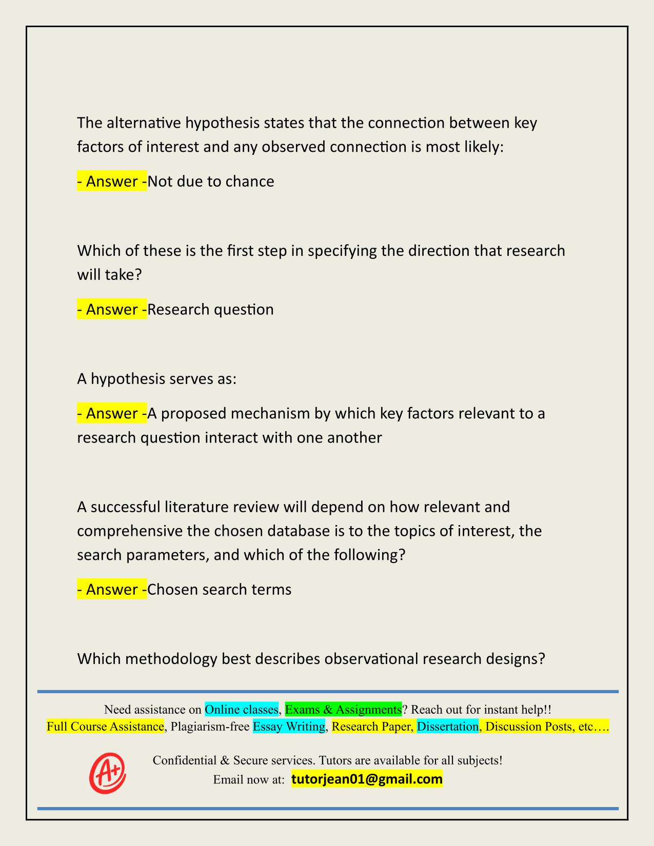 CITI - RESEARCH STUDY DESIGN ACTUAL 2025/2026 Q&A