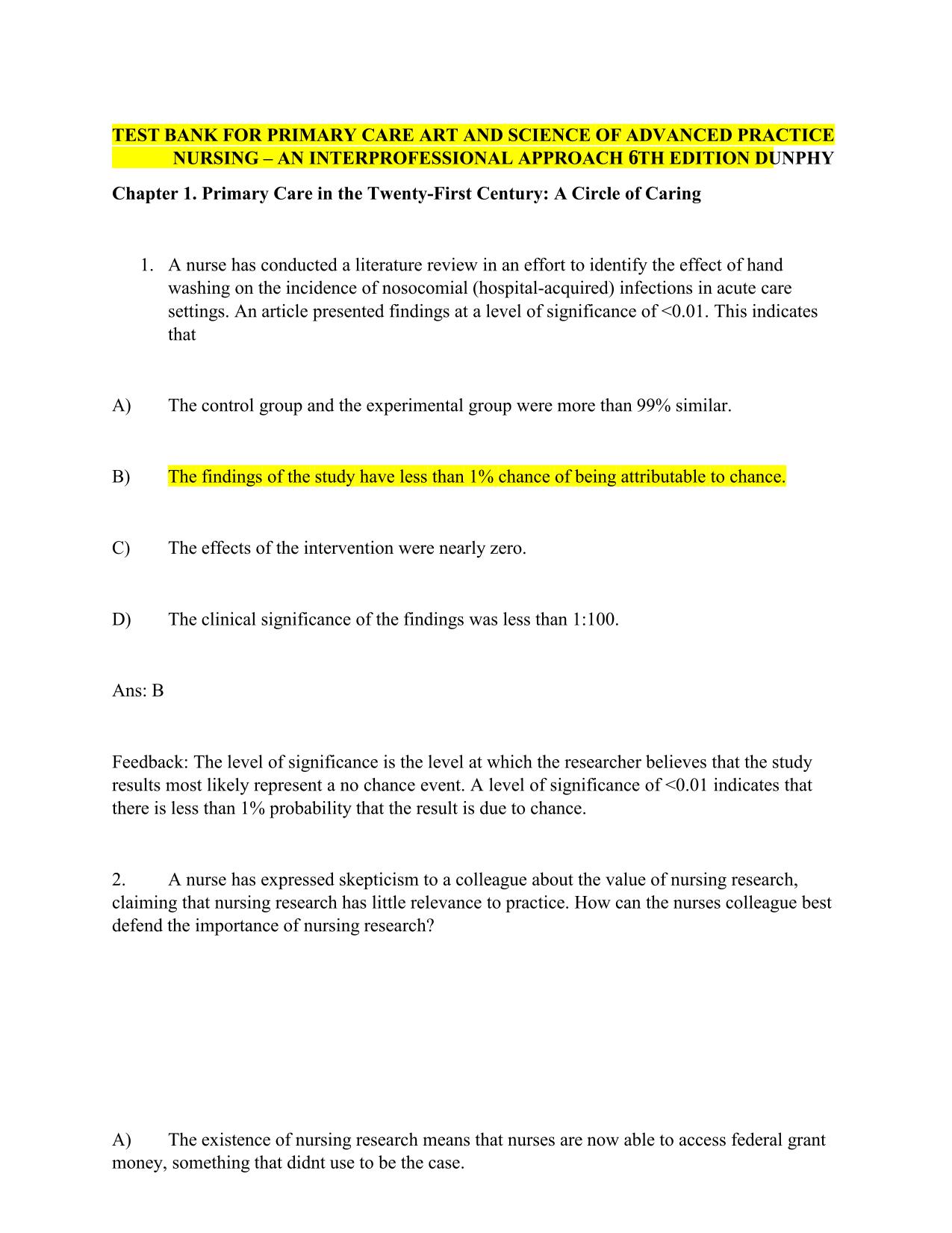 TEST BANK Primary Care The Art and Science of Advanced Practice Nursing 6th Edition by Debera J. Dunphy All chapters Latest 2025/2026