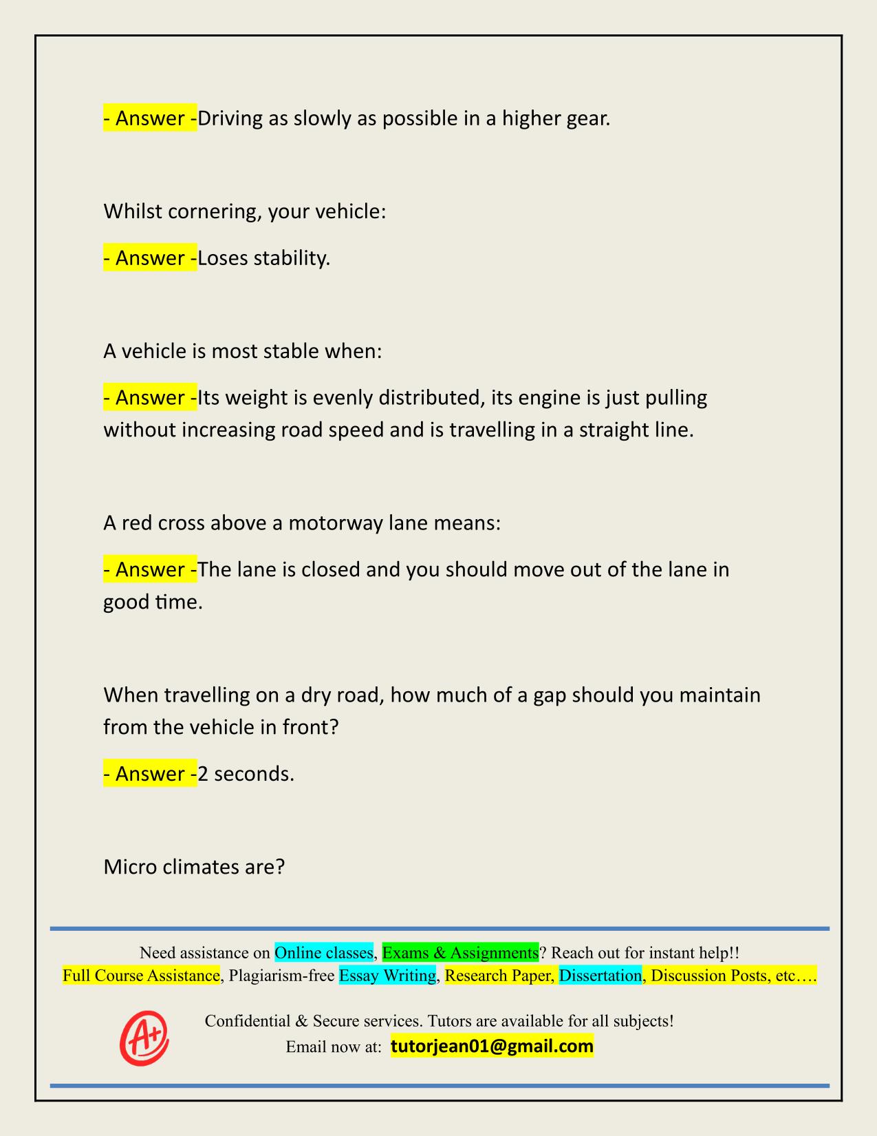 2025/2026 ROADCRAFT - UK POLICE DRIVING - MOCK TEST ACTUAL Q&A 100% PASS